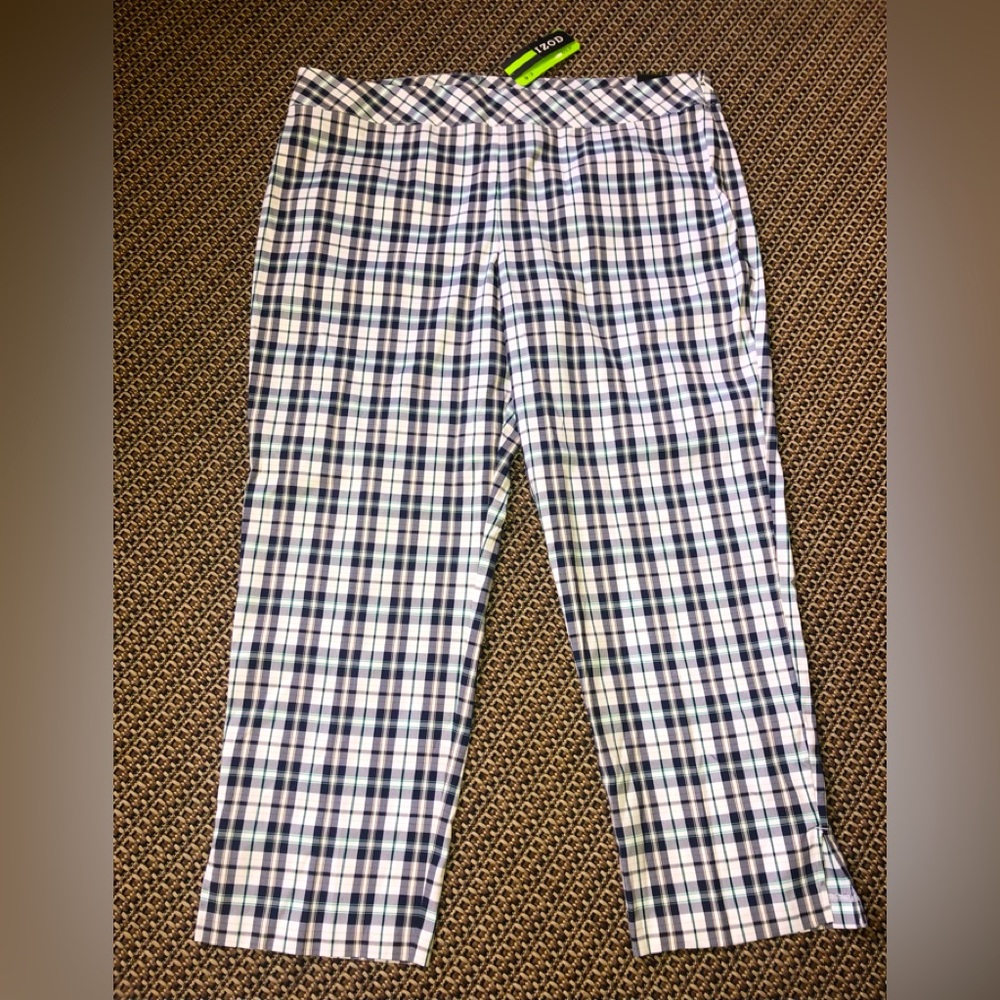 🩵2/$20 MIX & MATCH💙NEW! IZOD Striped Plaid Golf Crop Pants Wide Leg Capris
